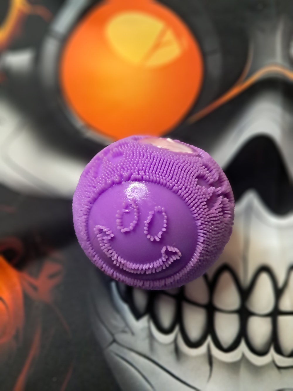 Purple Smiley Stress Ball - Soft Tactile Grip